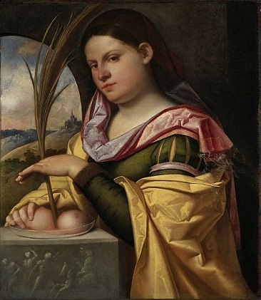 A Young Woman as Saint Agatha 1516  by Giovanni Busi aka Cariani NGScotland
